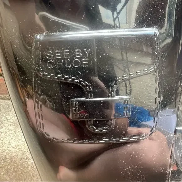 See by Chloe Black Chunky Lug Sole Rubber Rain Boots Sz 39 - Picture 6 of 9